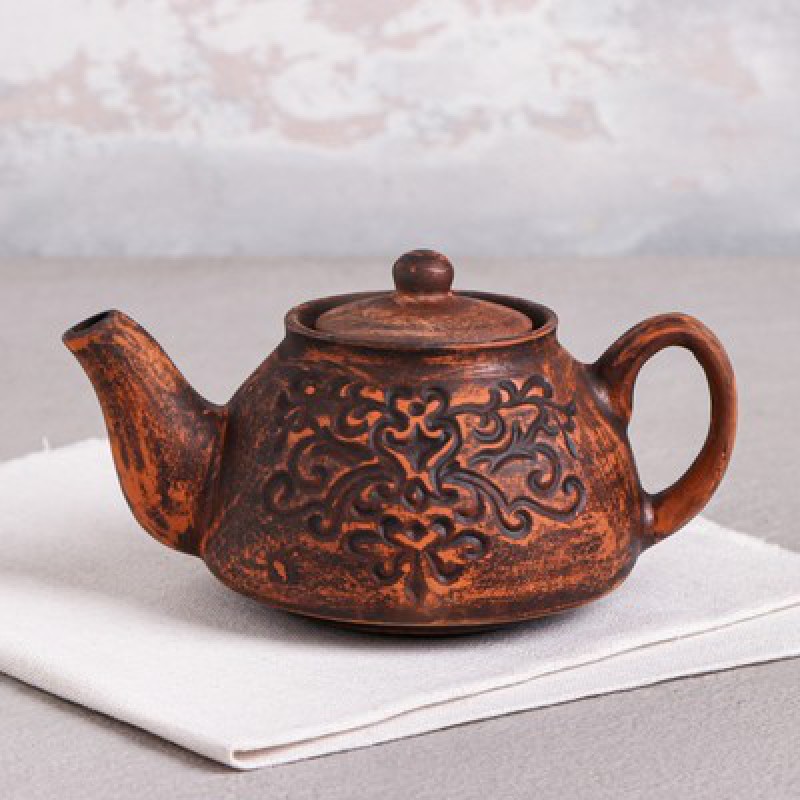 Чайник для заварки "Жасмин", декор, красная глина, 0.4 л