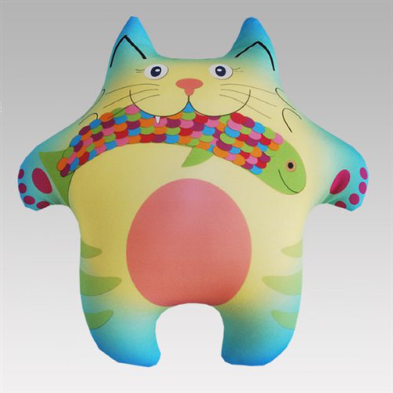 Подушка-игрушка "Кот с рыбой" (мальчик)